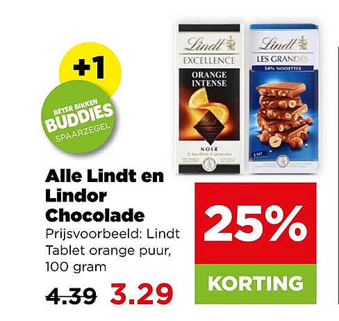 Alle Lindt en Lindor Chocolade 25% KORTING