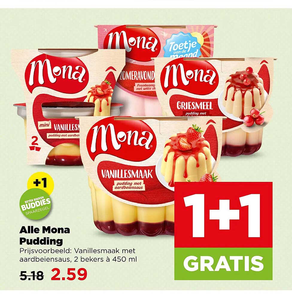 Alle Mona Pudding 1+1 GRATIS