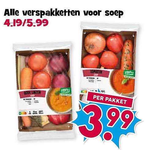 Alle verpakketten voor soep