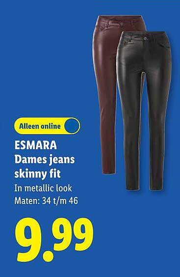 Alleen online ESMARA Dames jeans skinny fit In metallic look Maten: 34 t/m 46