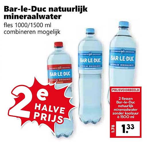Bar-le-Duc natuurlijk mineraalwater 2e halve prijs