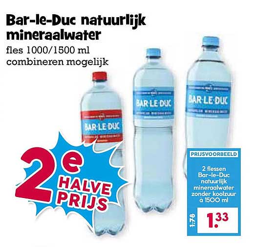 Bar-le-Duc natuurlijk mineraalwater 2e halve prijs