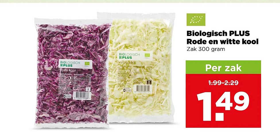 Biologisch PLUS Rode en witte kool Zak 300 gram
