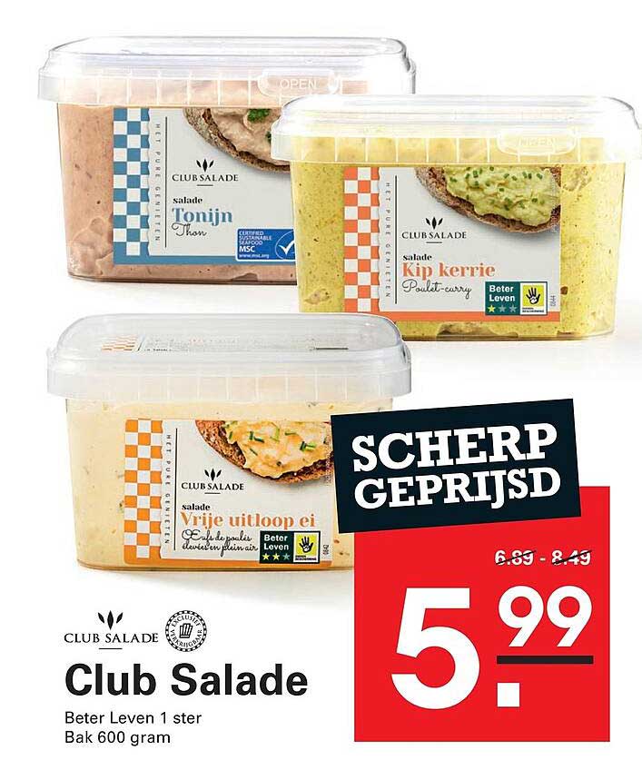 Club Salade Beter Leven 1 ster Bak 600 gram Scherp geprijsd