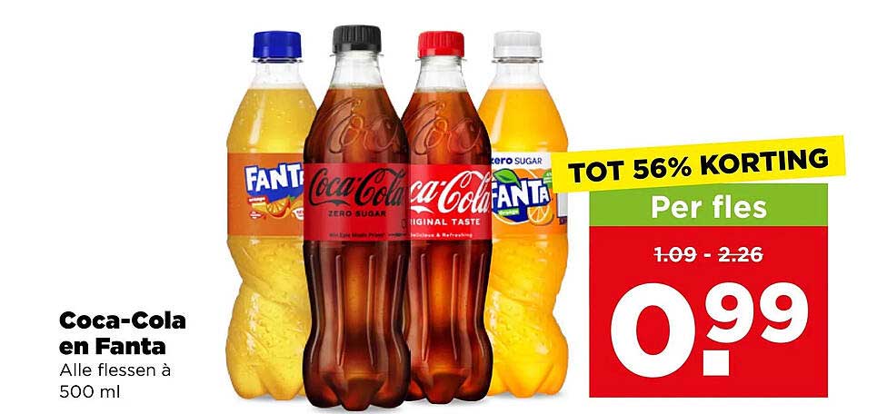 Coca-Cola en Fanta Alle flessen à 500 ml