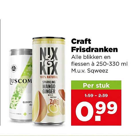 Craft Frisdranken Alle blikken en flessen à 250-330 ml M.u.v. Sqweez Per stuk