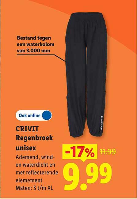 CRIVIT Regenbroek unisex