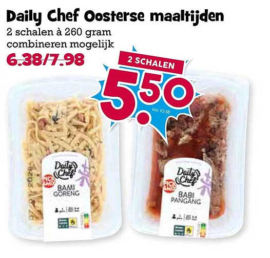 Daily Chef Oosterse maaltijden 2 schalen à 260 gram combineren mogelijk 2 schalen