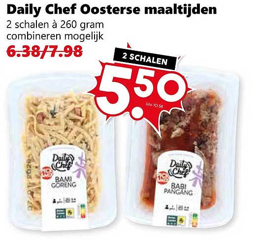 Daily Chef Oosterse maaltijden 2 schalen à 260 gram combineren mogelijk