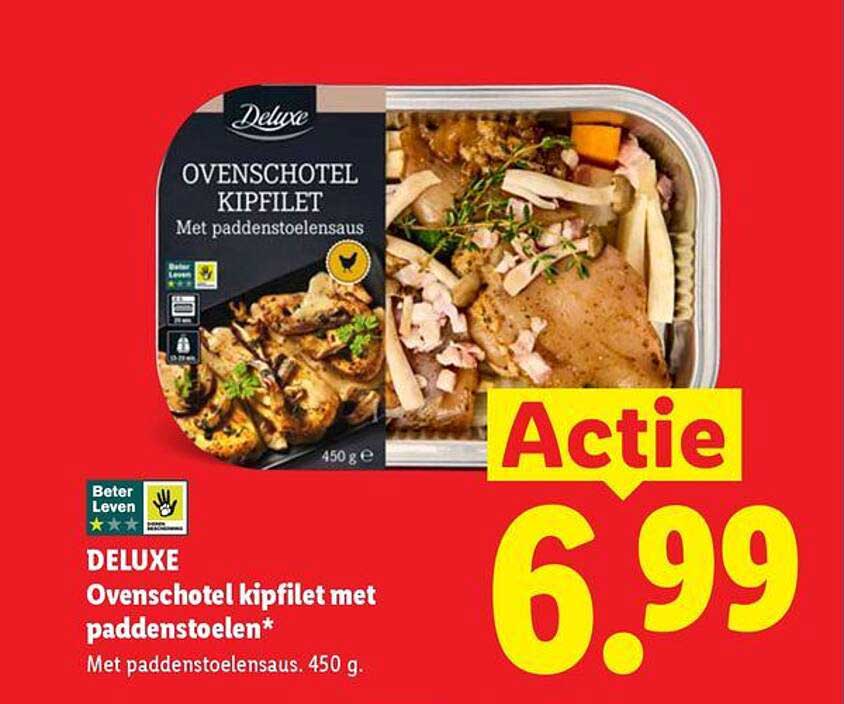 DELUXE Ovenschotel kipfilet met paddenstoelen* Met paddenstoelensaus, 450 g