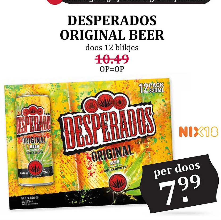 DESPERADOS ORIGINAL BEER doos 12 blikjes