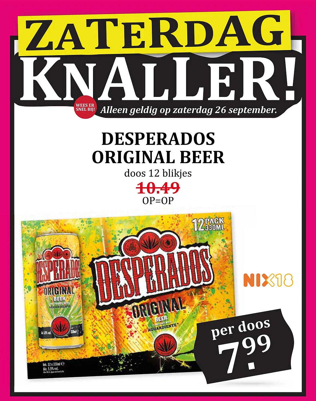 DESPERADOS ORIGINAL BEER doos 12 blikjes OP=OP