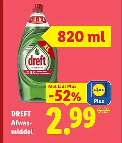 DREFT Afwasmiddel 820 ml -52%