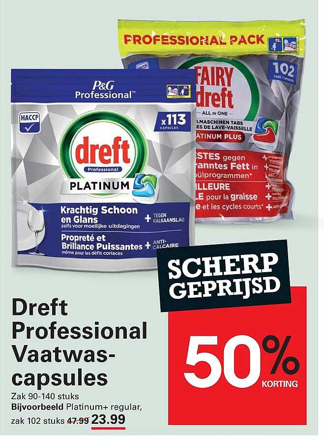 Dreft Professional Vaatwas-capsules 50% KORTING