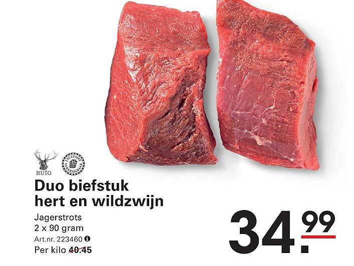 Duo biefstuk hert en wildzwijn Jagerstrots 2 x 90 gram