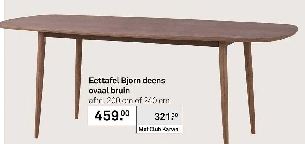 Eettafel Bjorn deens ovaal bruin