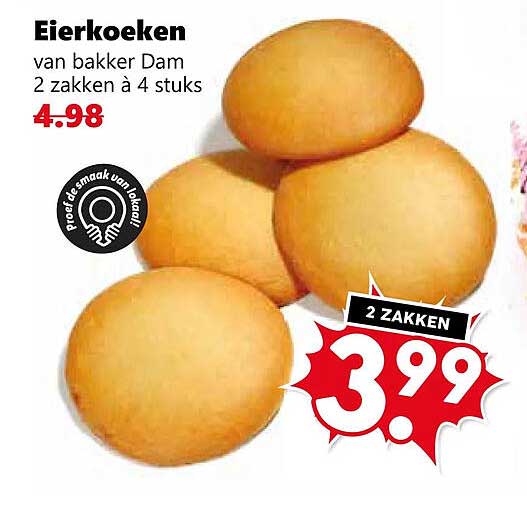 Eierkoeken van bakker Dam 2 zakken à 4 stuks
