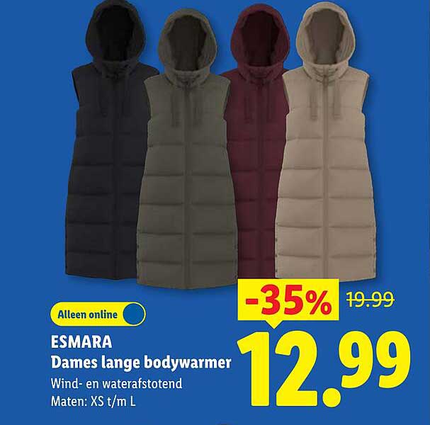 ESMARA Dames lange bodywarmer -35%