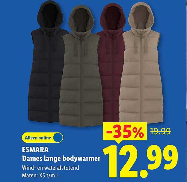 ESMARA Dames lange bodywarmer Alleen online -35%