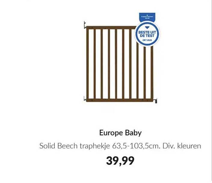 Europe Baby Solid Beech traphekje 63,5-103,5cm. Div. kleuren