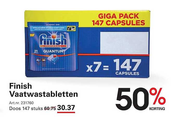 Finish Vaatwastabletten 50% korting
