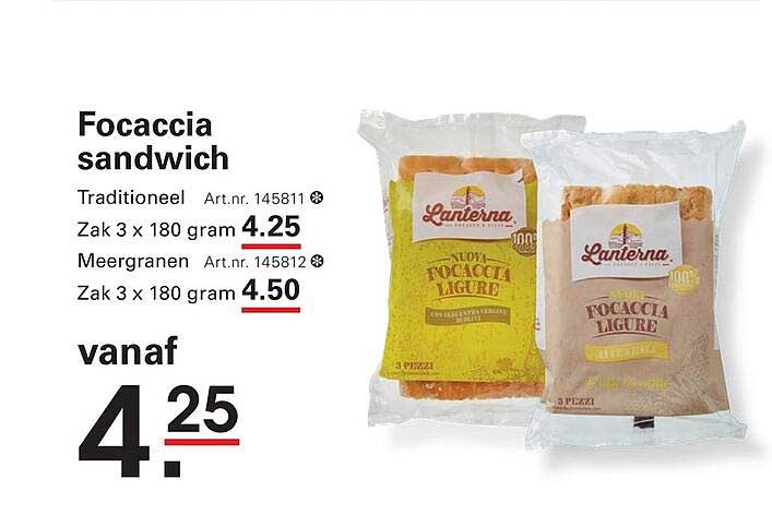 Focaccia sandwich Traditioneel Zak 3 x 180 gram