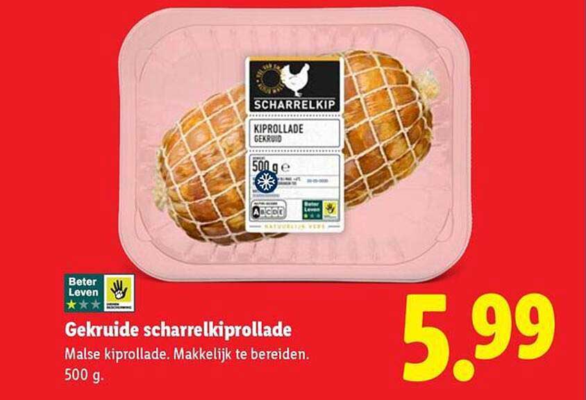 Gekruide scharrelkiprollade