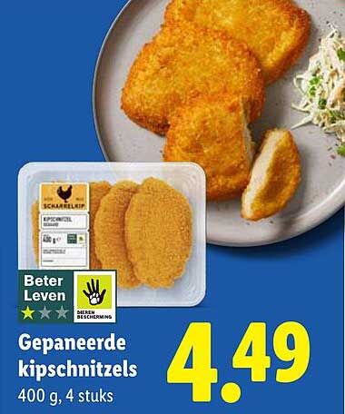 Gepaneerde kipschnitzels