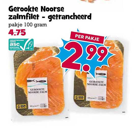Gerookte Noorse zalmfilet - getrancheerd