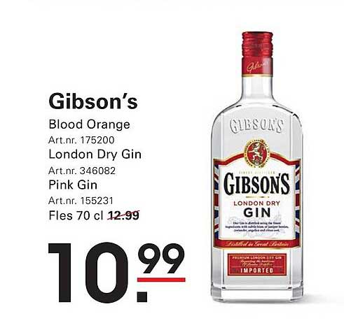Gibson’s Blood Orange London Dry Gin Pink Gin Fles 70 cl