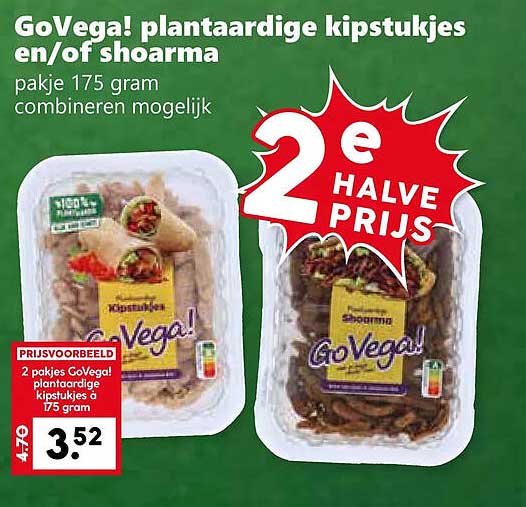 GoVega! plantaardige kipstukjes en/of shoarma 2e halve prijs