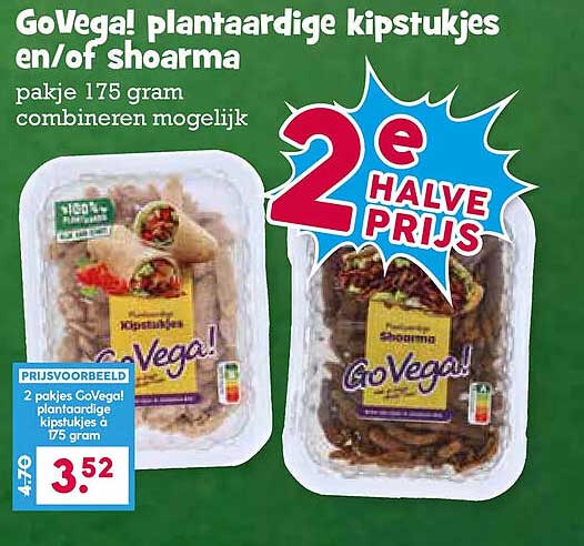 GoVega! plantaardige kipstukjes en/of shoarma 2e halve prijs