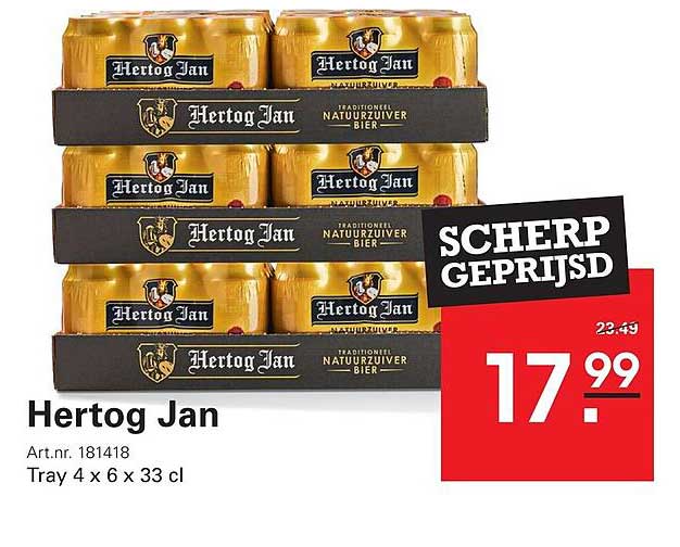 Hertog Jan Tray 4 x 6 x 33 cl SCHERP GEPRIJSD