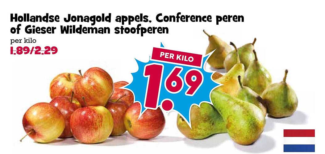 Hollandse Jonagold appels, Conference peren of Gieser Wildeman stoofperen per kilo