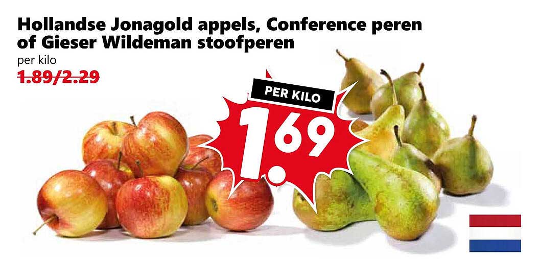 Hollandse Jonagold appels, Conference peren of Gieser Wildeman stoofperen