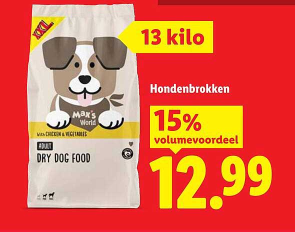 Hondenbrokken 13 kilo 15% volumevoordeel