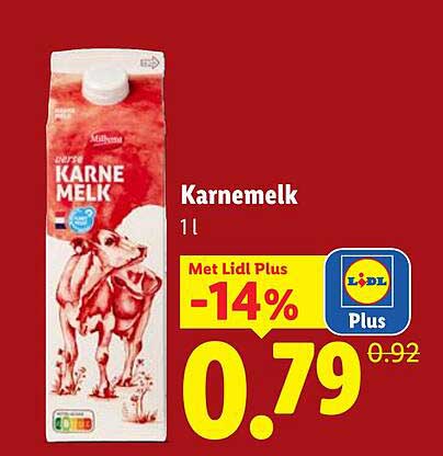 Karnemelk 1 l Met Lidl Plus -14%