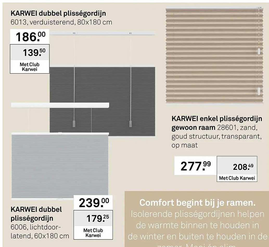 KARWEI dubbel plisségordijn 6013, verduisterend, 80x180 cm