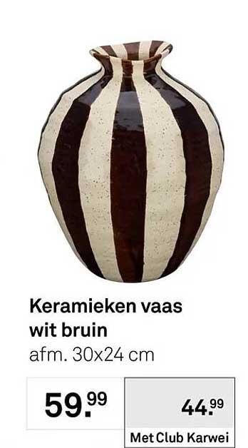 Keramieken vaas wit bruin