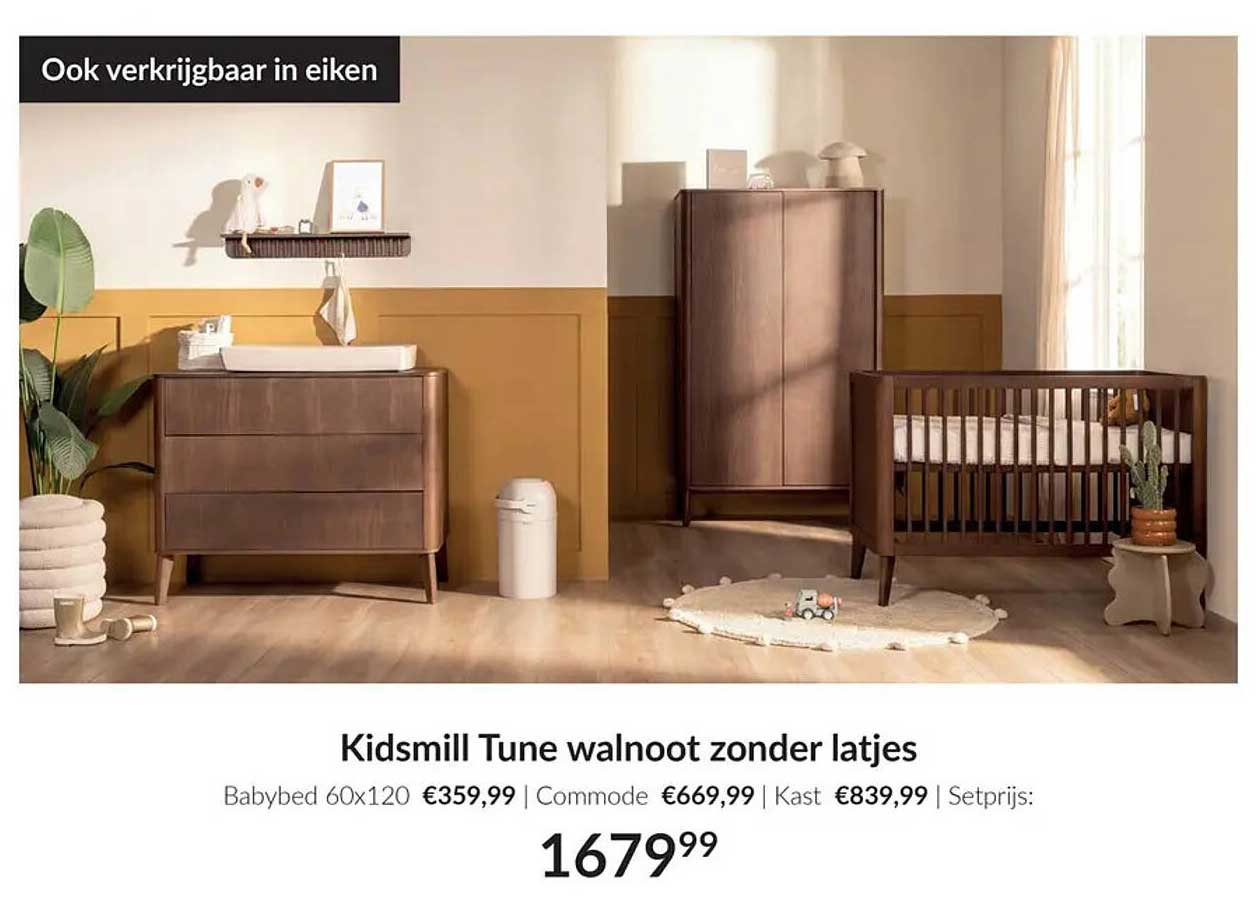 Kidsmill Tune walnoot zonder latjes