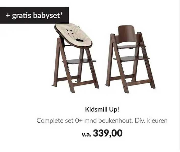 Kidsmill Up! Complete set 0+ mnd beukenhout. Div. kleuren + gratis babyset*