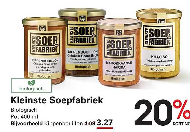 Kleinste Soepfabriek Biologisch Pot 400 ml 20% korting