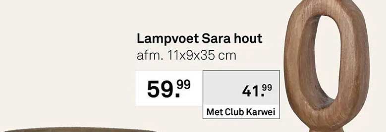 Lampvoet Sara hout afm. 11x9x35 cm Met Club Karwei