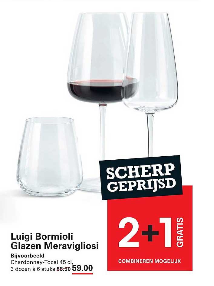 Luigi Bormioli Glazen Meravigliosi 2+1 GRATIS