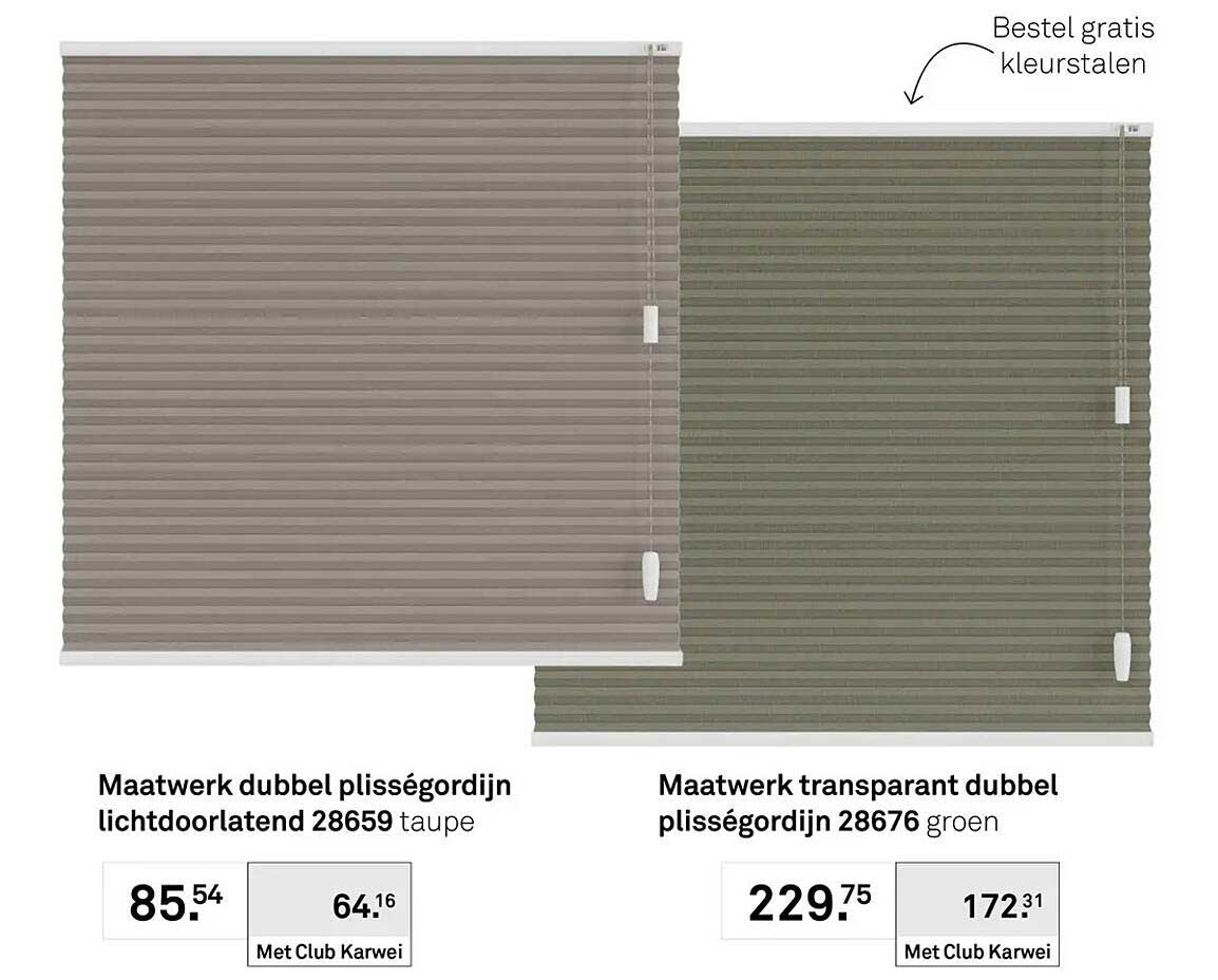 Maatwerk dubbel plisségordijn lichtdoorlatend 28659 taupe