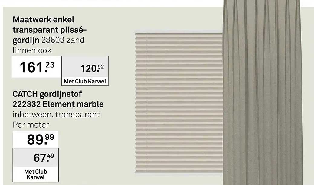 Maatwerk enkel transparant plisségordijn 28603 zand linnenlook
