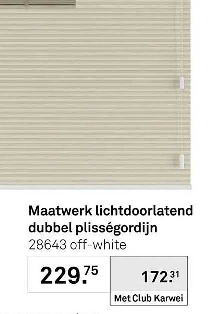 Maatwerk lichtdoorlatend dubbel plisségordijn 28643 off-white
