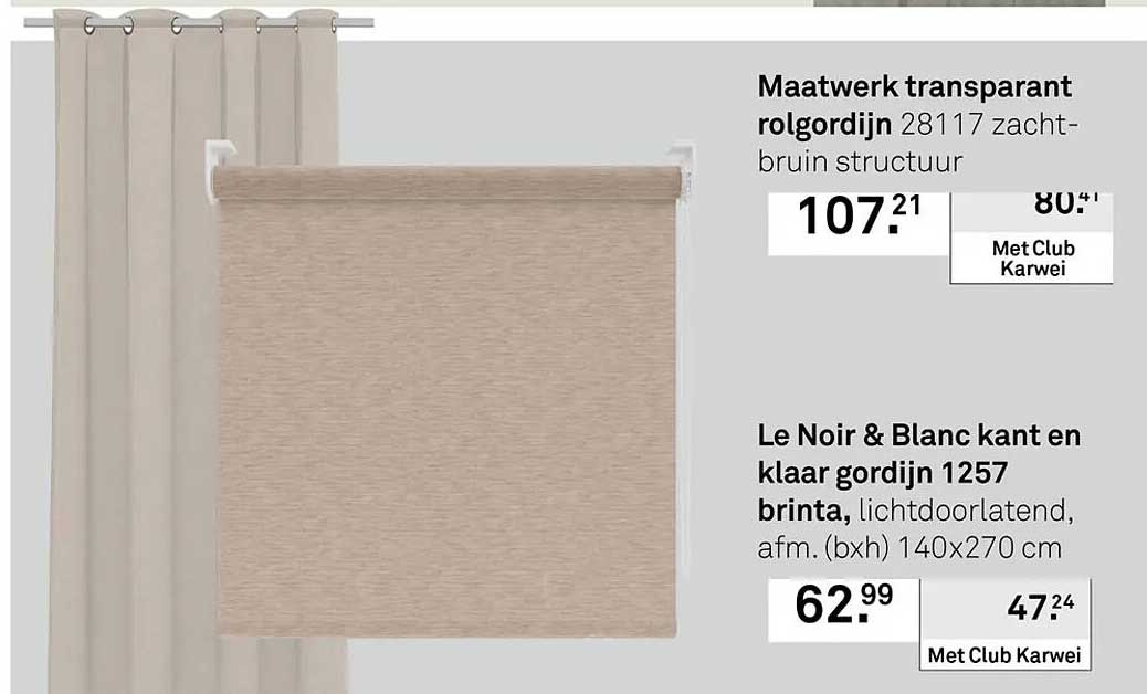 Maatwerk transparant rolgordijn 28117 zacht-bruin structuur