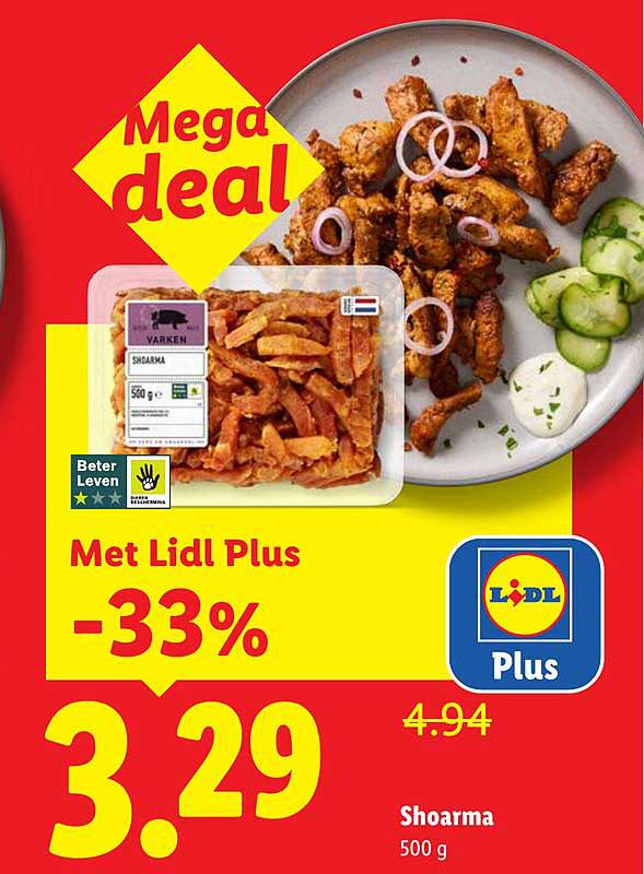 Mega deal Met Lidl Plus -33% Shoarma 500 g
