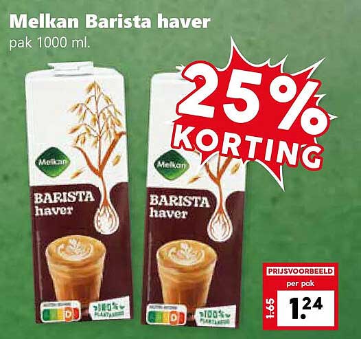 Melkan Barista haver pak 1000 ml 25% KORTING